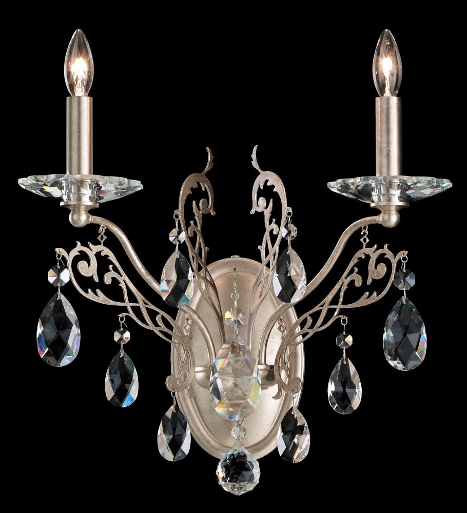 Filigrae 2 Light 120V Wall Sconce in Heirloom Bronze with Heritage Handcut Crystal