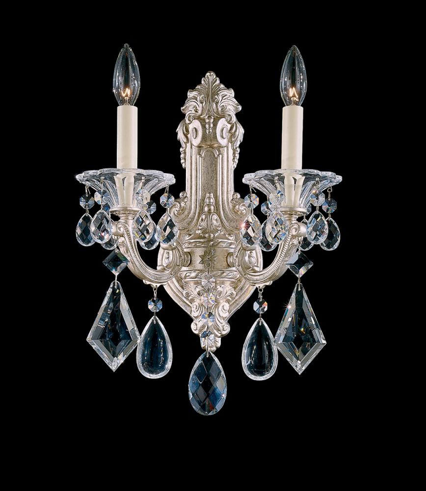 La Scala 2 Light 120V Wall Sconce in Heirloom Bronze with Clear Crystals from Swarovski