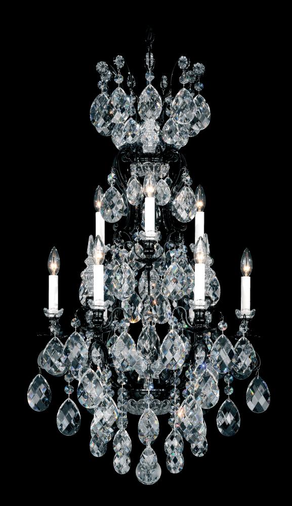 Renaissance 10 Light 120V Chandelier in Black with Heritage Handcut Crystal