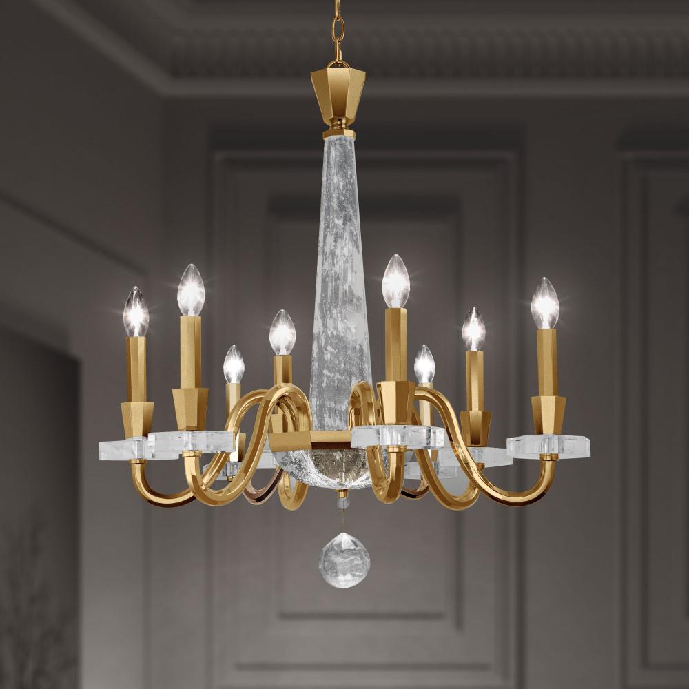 Amadeus 8 Light 120V Chandelier in Heirloom Gold with Optic Haze Quartz