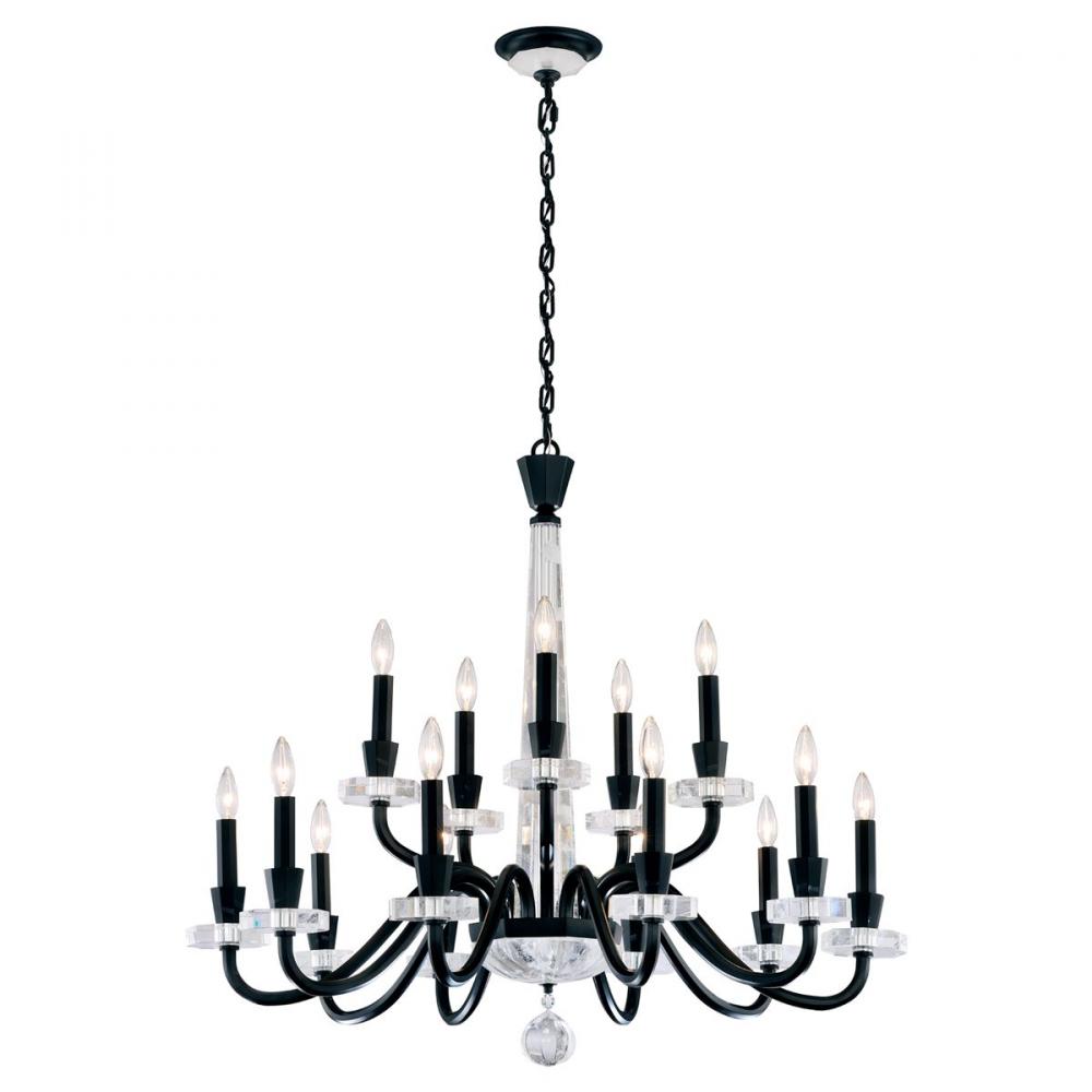 Amadeus 15 Light 120V Chandelier in Black with Optic Haze Quartz