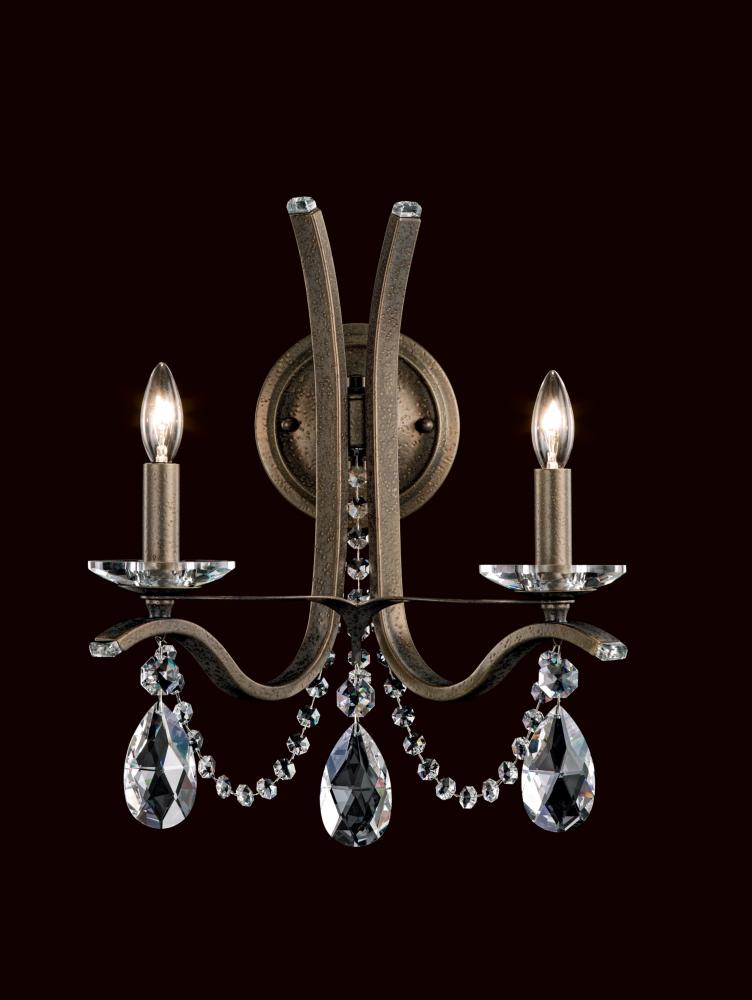 Vesca 2 Light 120V Wall Sconce in Ferro Black with Heritage Handcut Crystal