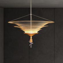 Schonbek 1870 S2234-706H - Veneto 34in LED 3000K/3500K/4000K 120V-277VV Pendant in Gold with Clear Heritage Handcut Crystal