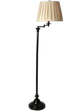 Style Craft FS1112-DS - An oil rubbed bronze reeded swing arm floor lamp with a beige box pleated softback shade with matchi