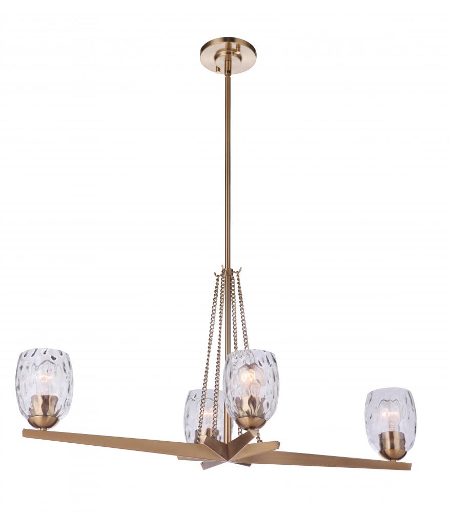 Guiding Star 4 Light Linear Chandelier in Satin Brass