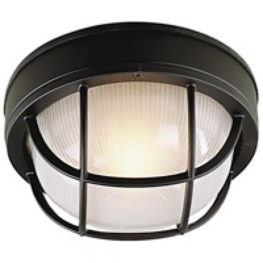 Round Bulkhead 1 Light Small Flush/Wall Mount in Textured Black