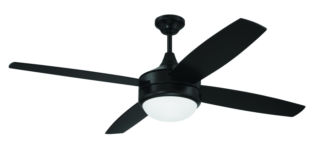 Phaze II 52" 4-Blade Ceiling Fan in Flat Blak w/ Flat Black/Greywood Blades; Integrated Light Ki