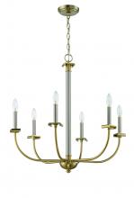 Craftmade 54826-BNKSB - Stanza 6 Light Chandelier in Brushed Polished Nickel/Satin Brass