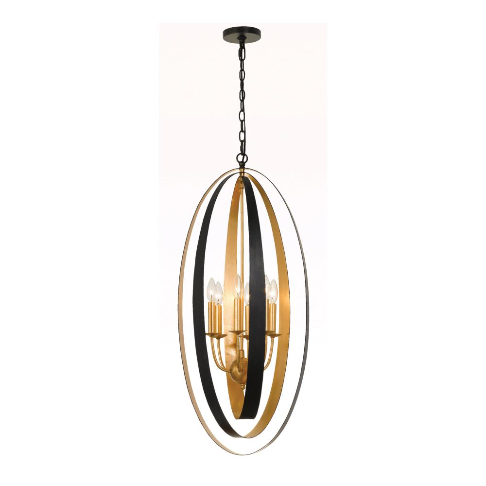 Luna 6 Light English Bronze + Antique Gold Mini Chandelier