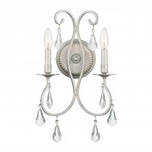 Crystorama 5012-OS-CL-MWP - Ashton 2 Light Hand Cut Crystal Olde Silver Sconce