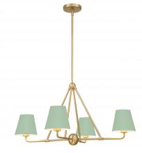 Crystorama XAV-B9304-VG-GR - Xavier 4 Light Vibrant Gold + Green Chandelier