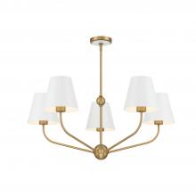 Crystorama XAV-B9315-VG-WH - Xavier 5 Light Vibrant Gold + White Chandelier