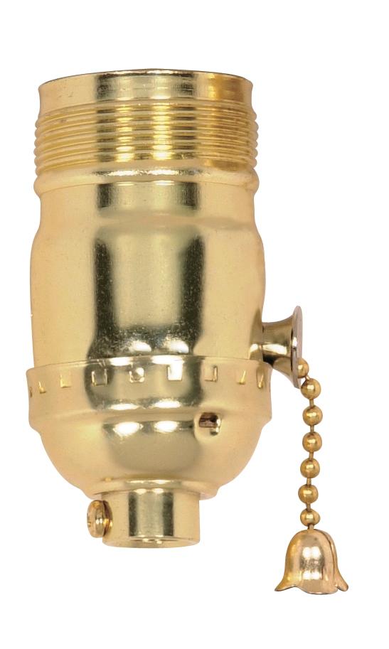 On-Off Pull Chain Socket; 1/8 IPS; Aluminum; Brite Gilt Finish; 660W; 250V; Uno Thread