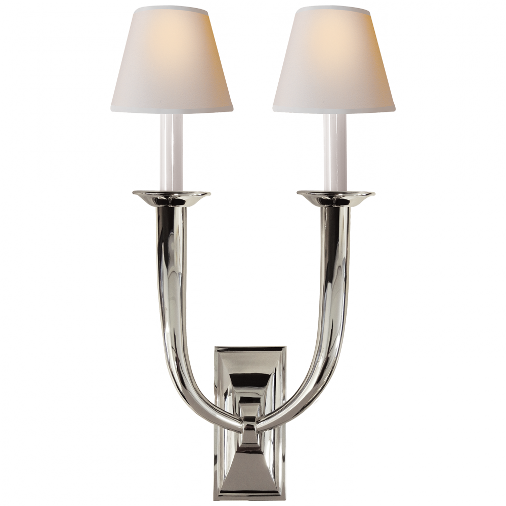 French Deco Horn Double Sconce