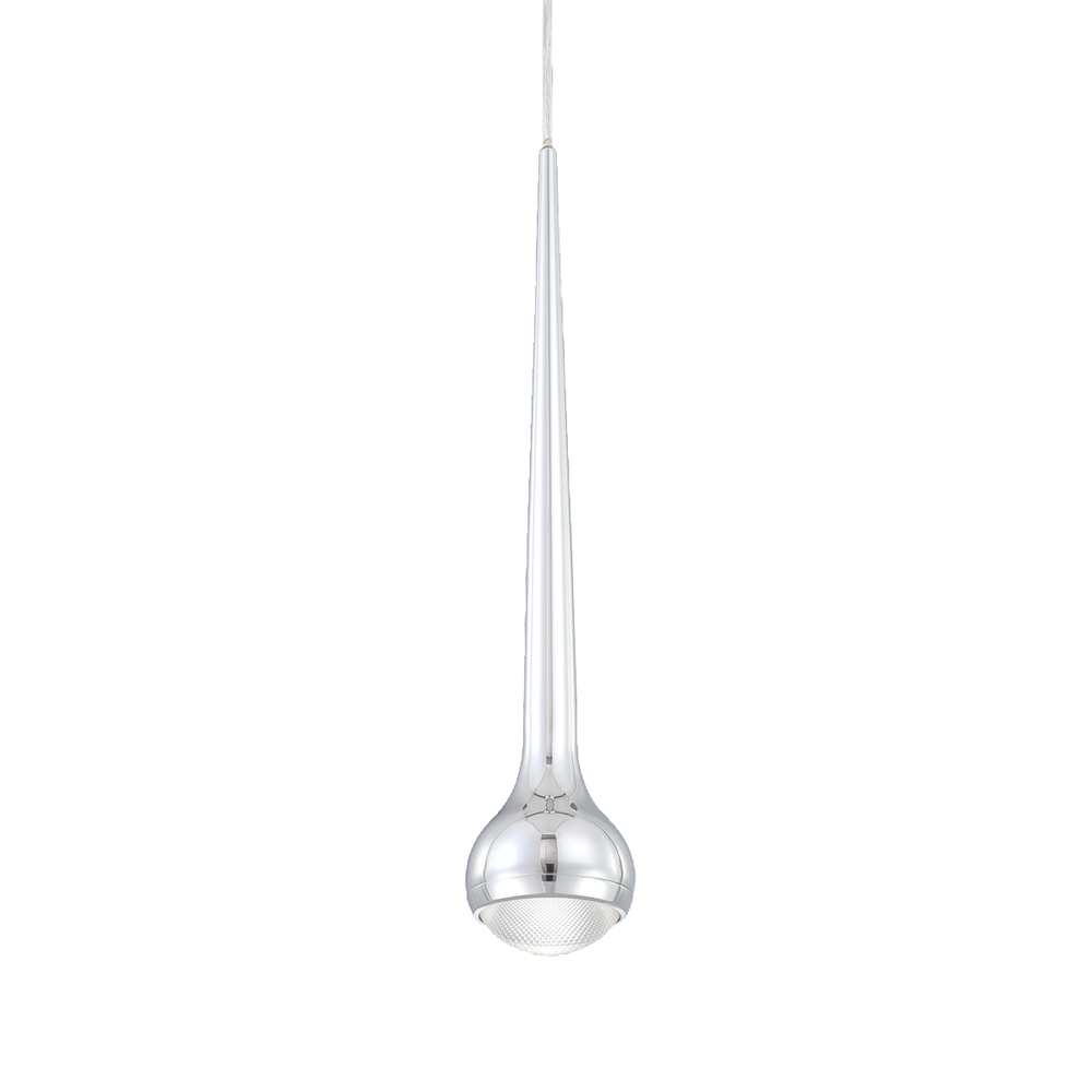 Micro, 1Lt LED Pendant, Chrome/White