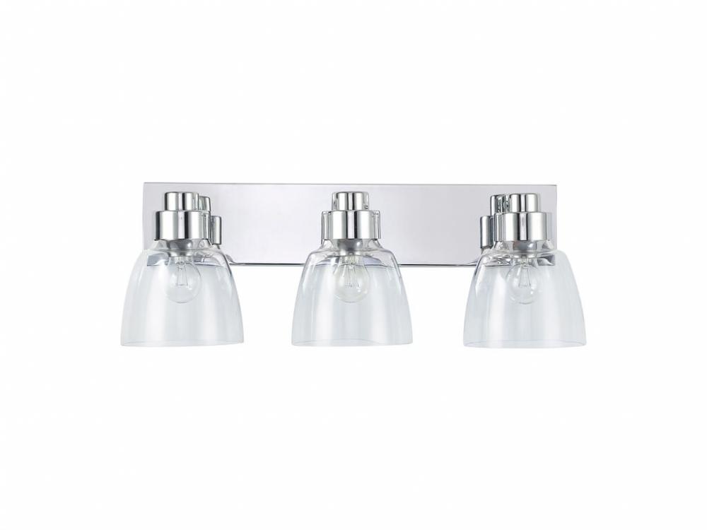 Remy 3-Light Vanity Light in Chrome with Clear Glass