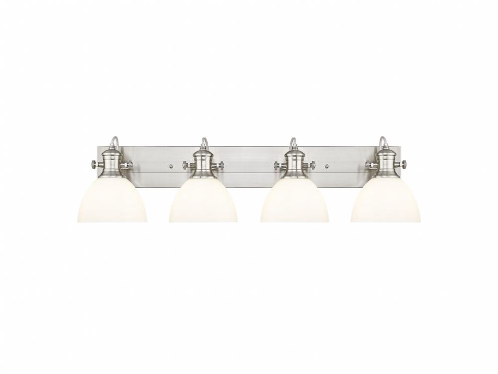 Hines 4-Light Vanity Light in Pewter with Opal Glass