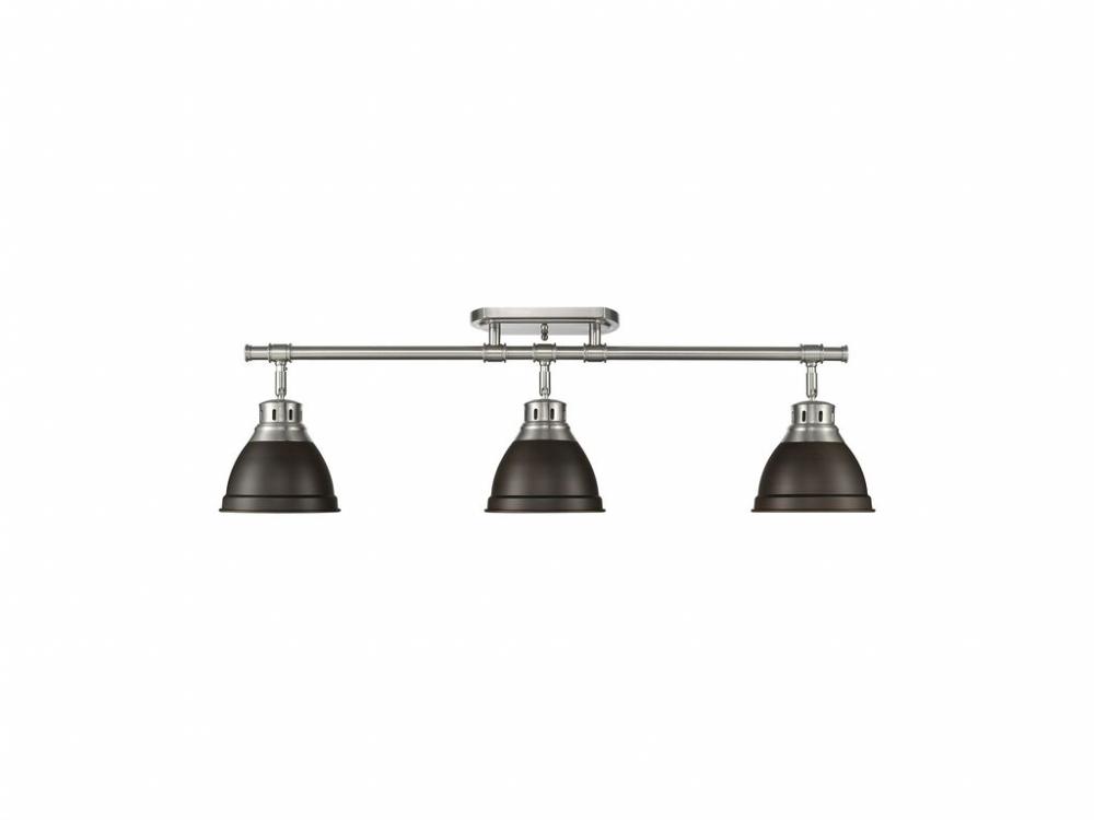 Duncan 3-Light Semi-Flush - Track Light in Pewter with Rubbed Bronze