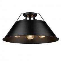 Golden 3306-3FM BLK-BLK - Orwell 3-Light Flush Mount in Matte Black