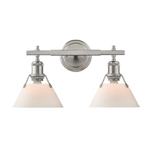 Golden 3306-BA2 PW-OP - Orwell 2-Light Vanity Light in Pewter with Opal Glass