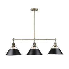 Golden 3306-LP AB-BLK - Orwell 3-Light Linear Pendant in Aged Brass with Matte Black