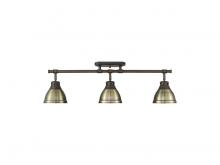 Golden 3602-3SF RBZ-AB - Duncan 3-Light Semi-Flush - Track Light in Rubbed Bronze with Aged Brass