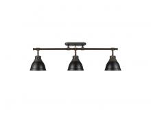 Golden 3602-3SF RBZ-BLK - Duncan 3-Light Semi-Flush - Track Light in Rubbed Bronze with Matte Black