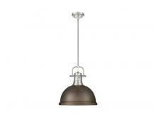 Golden 3604-L PW-RBZ - Duncan 1-Light Pendant with Rod in Pewter with Rubbed Bronze