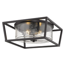 Golden 4309-FM BLK-BLK-SD - Mercer Flush Mount in Matte Black with Matte Black accents and Seeded Glass