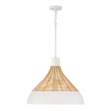 Capital 353912WE - 1-Light Boho Pendant in Matte White with Handcrafted Natural Rattan