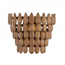 Capital 654411LW - 1-Light Flush Mount Sconce in Hand-distressed Patinaed Brass and Handcrafted Mango Wood