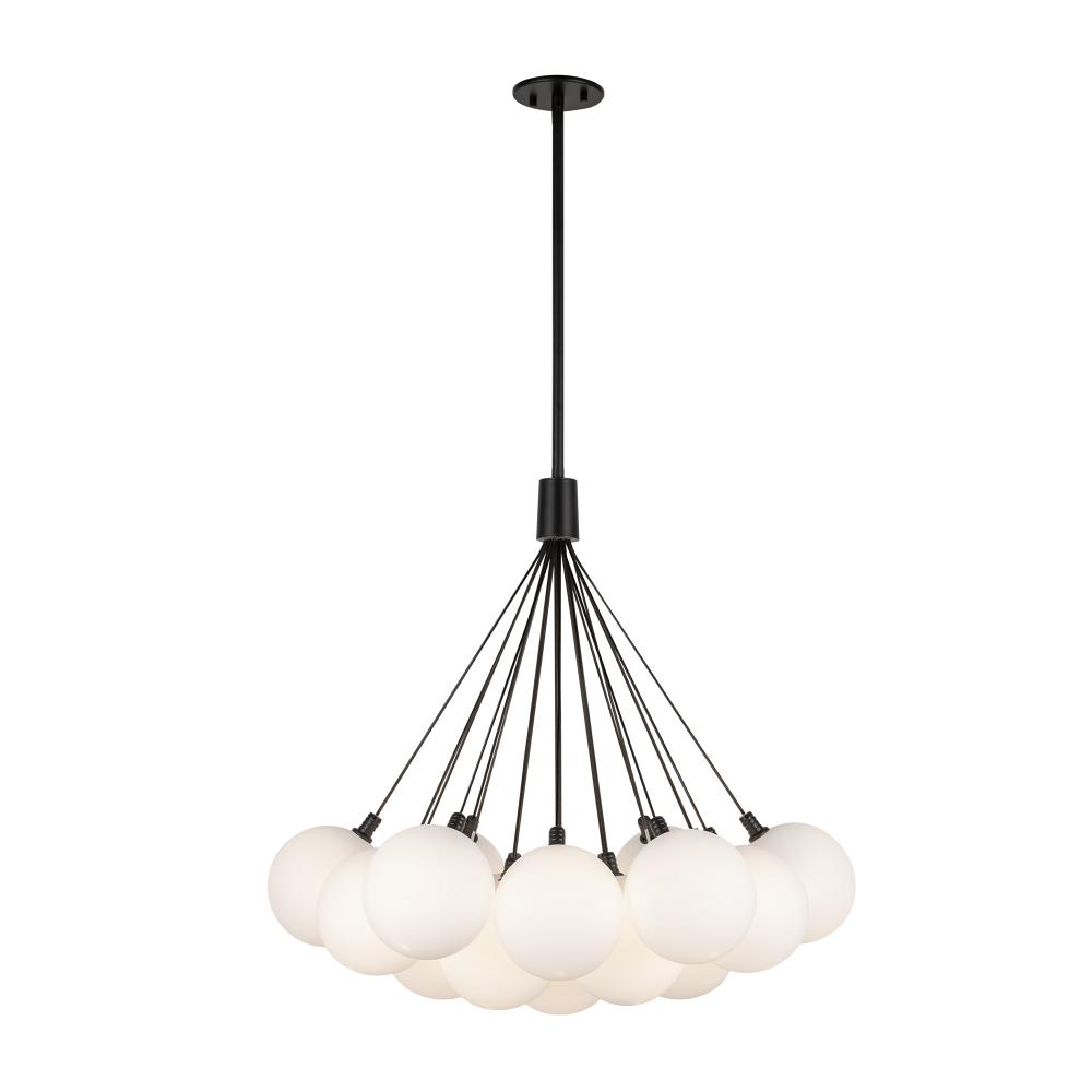 Bolla 28-in Black/Opal Glass LED Chandelier