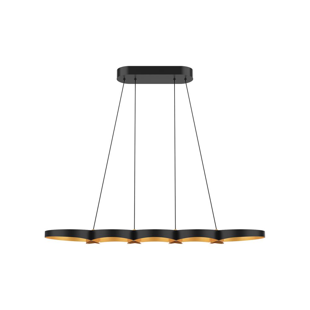 Maestro 38-in Black/Gold LED Linear Pendant