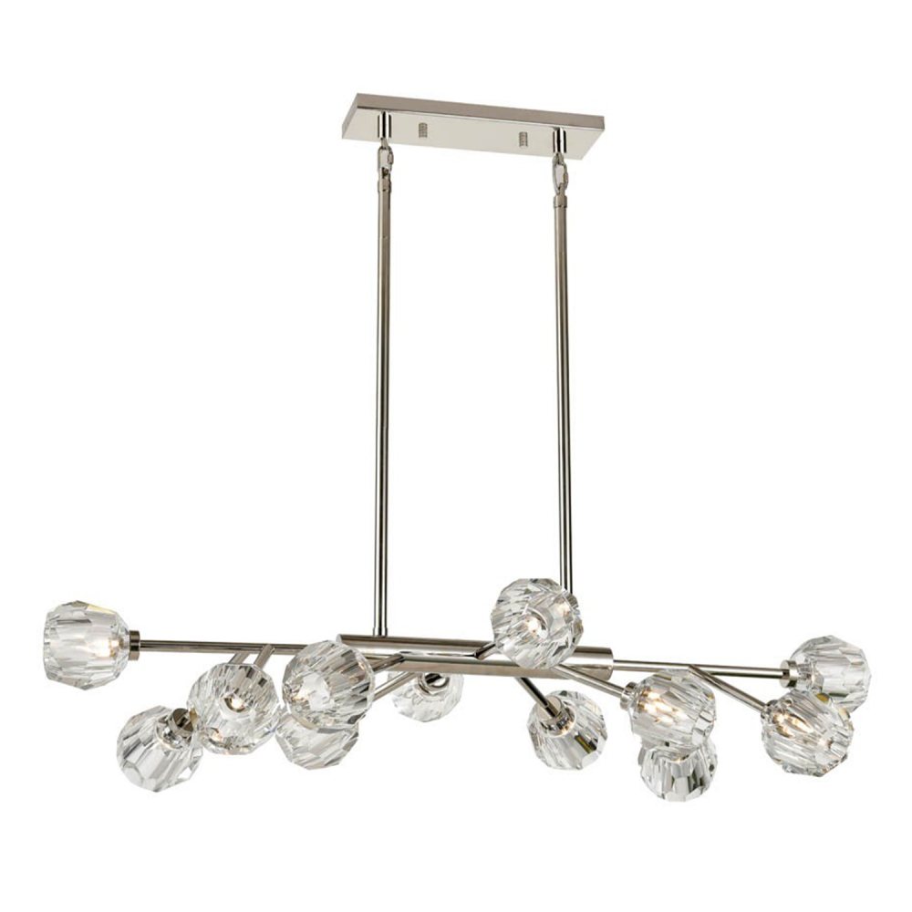 12-Light 35" Modern Sputnik Polished Nickel Crystal Chandelier