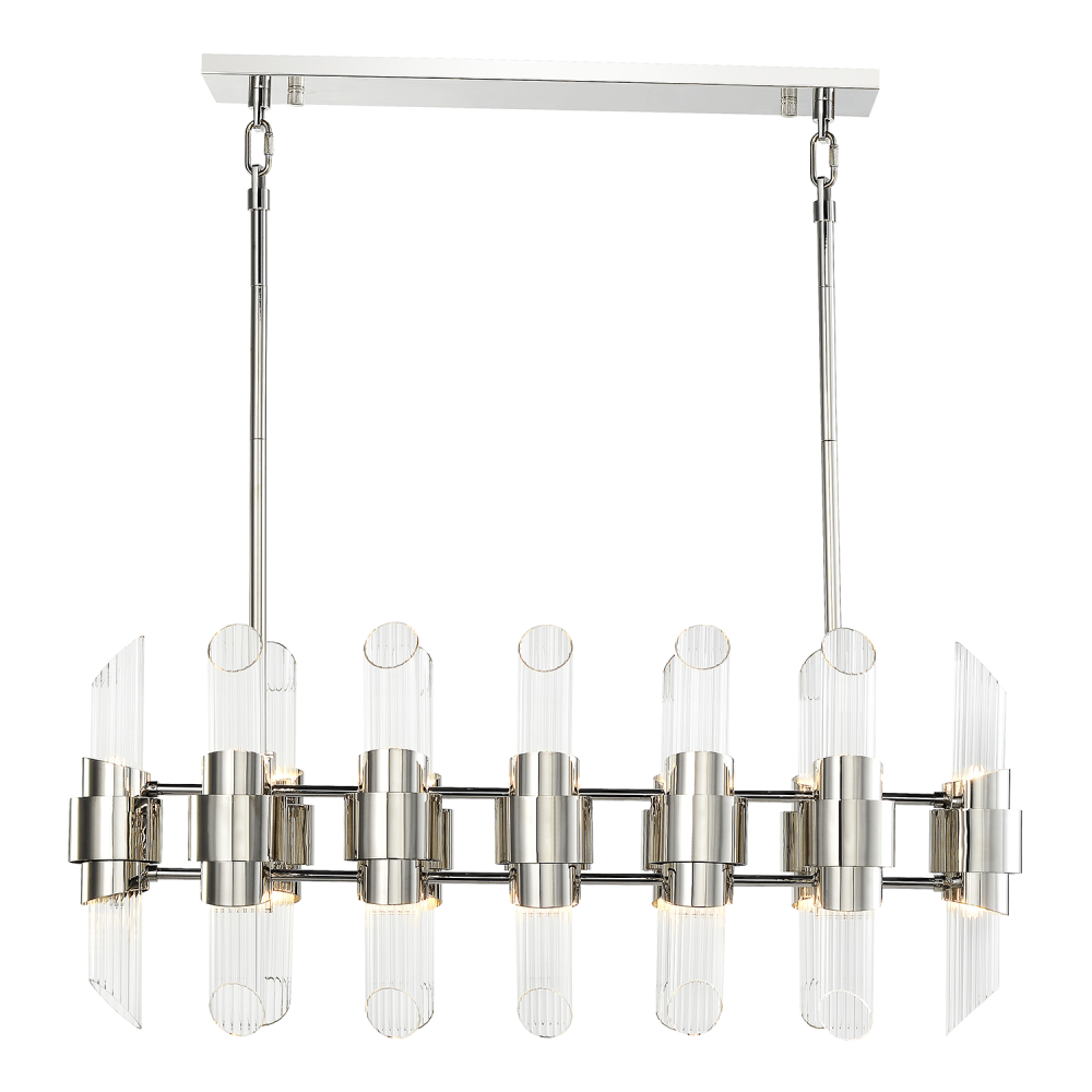 24 Duo Light 36" Polished Nickel Linear Glass Chandelier