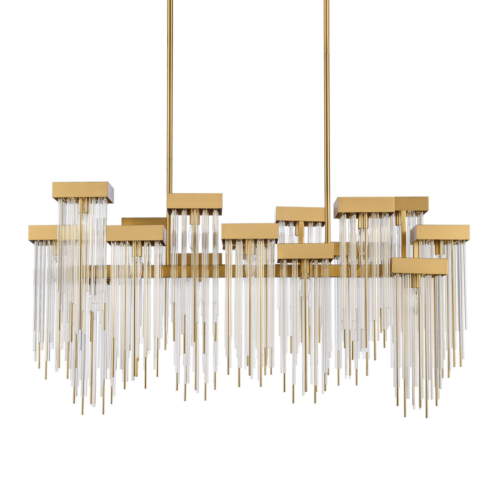 16-Light Cityscape Aged Brass Crystal Chandelier