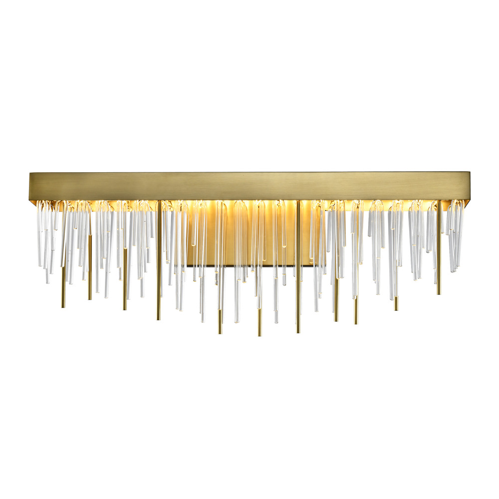 LED 3CCT 26" Unique Waterfall Shade Aged Brass Crystal Vanity Light