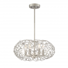 ZEEV Lighting P30039-6-SN - 6-Light 18" Organic Satin Nickel Oval Shade Pendant Light