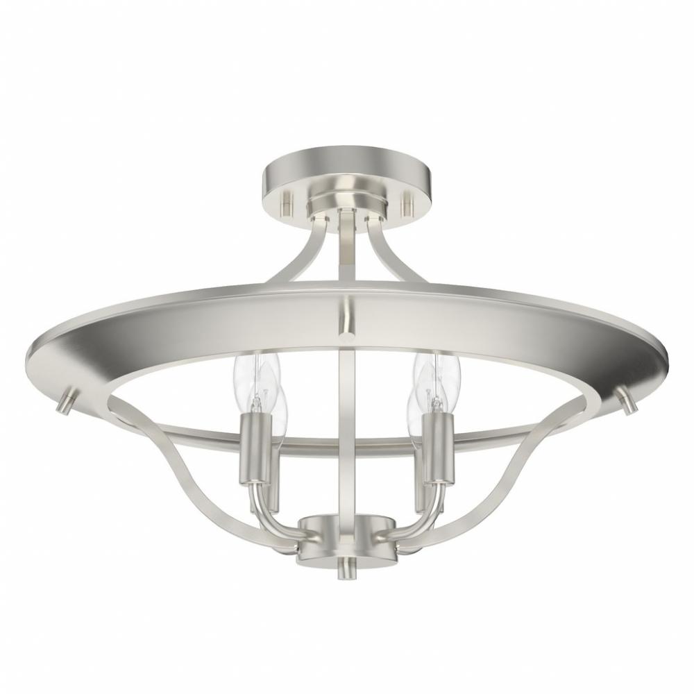 Hunter Perch Point Brushed Nickel 4 Light Flush Mount Ceiling Light Fixture