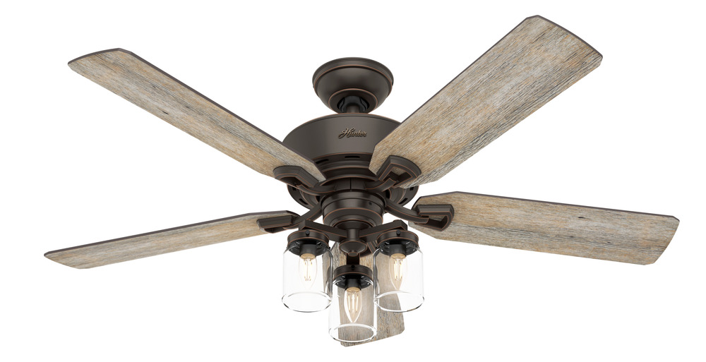 Hunter 52 inch Devon Park Onyx Bengal Ceiling Fan with LED Light Kit and Handheld Remote