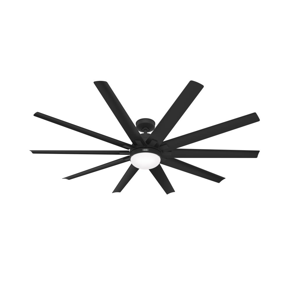 Hunter 72 inch Overton ENERGY STAR® Matte Black Damp Rated Ceiling Fan with LED Light Kit