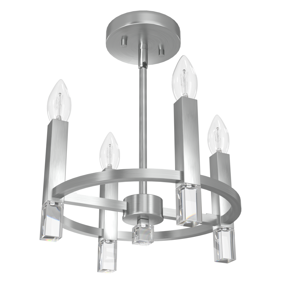 Hunter Sunjai Brushed Nickel 4 Light Flush Mount Ceiling Light Fixture