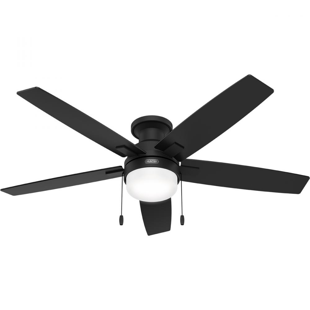 Hunter 52 inch Anisten Matte Black Low Profile Ceiling Fan with LED Light Kit and Pull Chain