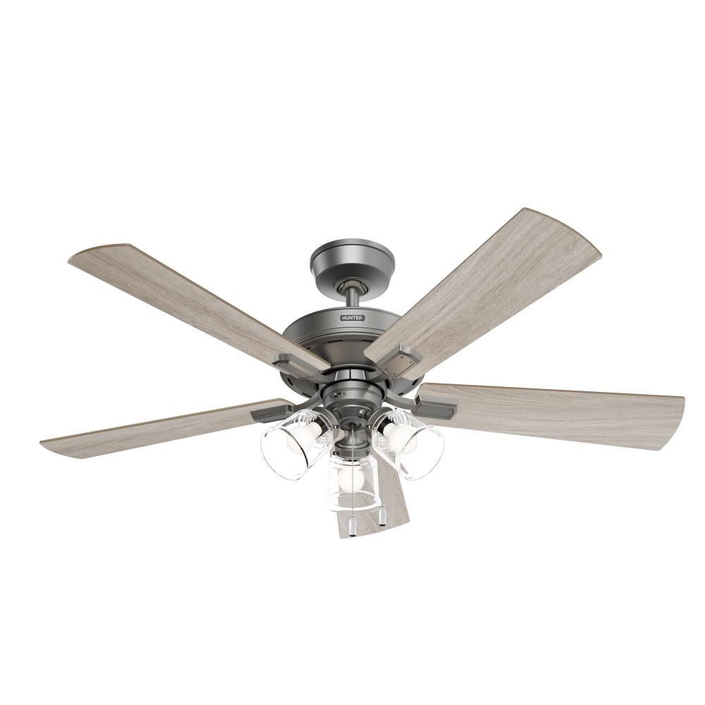 Hunter 52 inch Crestfield HunterExpress Matte Silver Ceiling Fan with LED Light Kit and Pull Chain