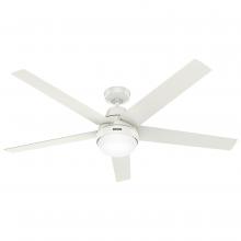 Hunter 52832 - Hunter 60" Aerodyne Wi-Fi ENERGY STAR® Fresh White Ceiling Fan w/ LED Light Kit and Handheld Rem