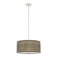 Hunter 19381 - Hunter Solhaven Warm Grey Oak & Brushed Nickel with Painted Cased White Glass 3 Light Pendant