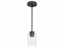 Hunter 19013 - Hunter Hartland Noble Bronze with Seeded Glass 1 Light Pendant Ceiling Light Fixture