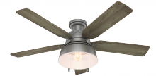 Hunter 59311 - Hunter 52 inch Mill Valley Matte Silver Low Profile Damp Rated Ceiling Fan with LED Light Kit