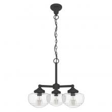 Hunter 19358 - Hunter Saddle Creek Noble Bronze with Seeded Glass 3 Light Chandelier Ceiling Light Fixture