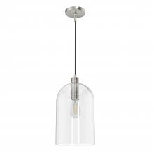 Hunter 19203 - Hunter Lochemeade Brushed Nickel with Clear Seeded Glass 1 Light Pendant Ceiling Light Fixture